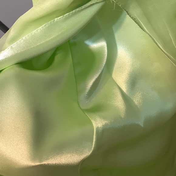 Lime Green Gem Embellished High Low Ombre Dress with slight train - Picture 9 of 9